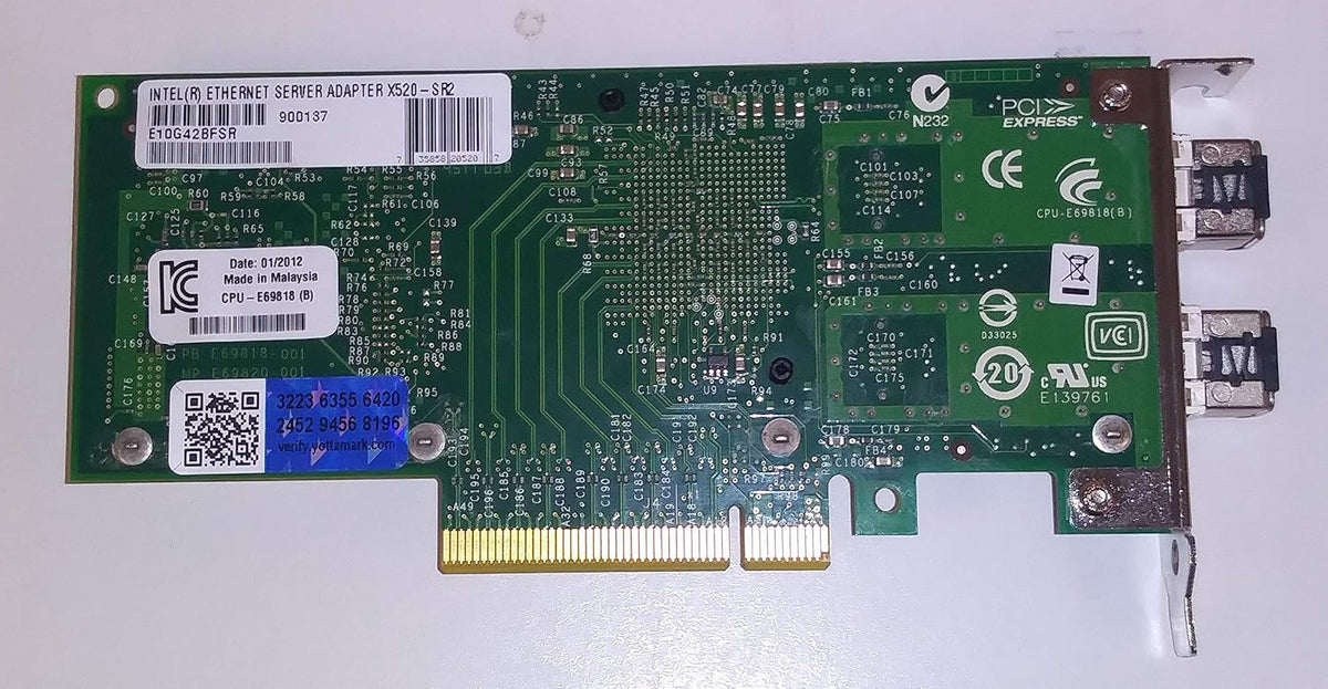 Intel X520-SR2 2-Port 10G SFP+ Ethernet, PCI-e E10G42BFSR 82599ES Converged Network Adapter, PCI-E