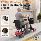 Mobility Scooter for Adults w/Lithium Battery, 43lbs, Red, 30MI