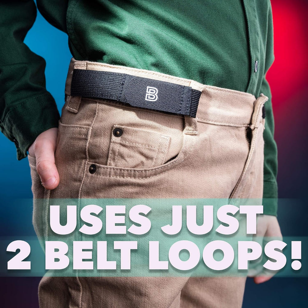 For Kids No Buckle Elastic Belt — 3 Pack (S, M, L) — Fits 1 Inch Belt Loops, Comfortable and Easy To Use
