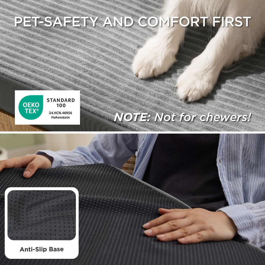 ComfyFleece Large Dog Bed for Crate with Washable Cover, 35x22