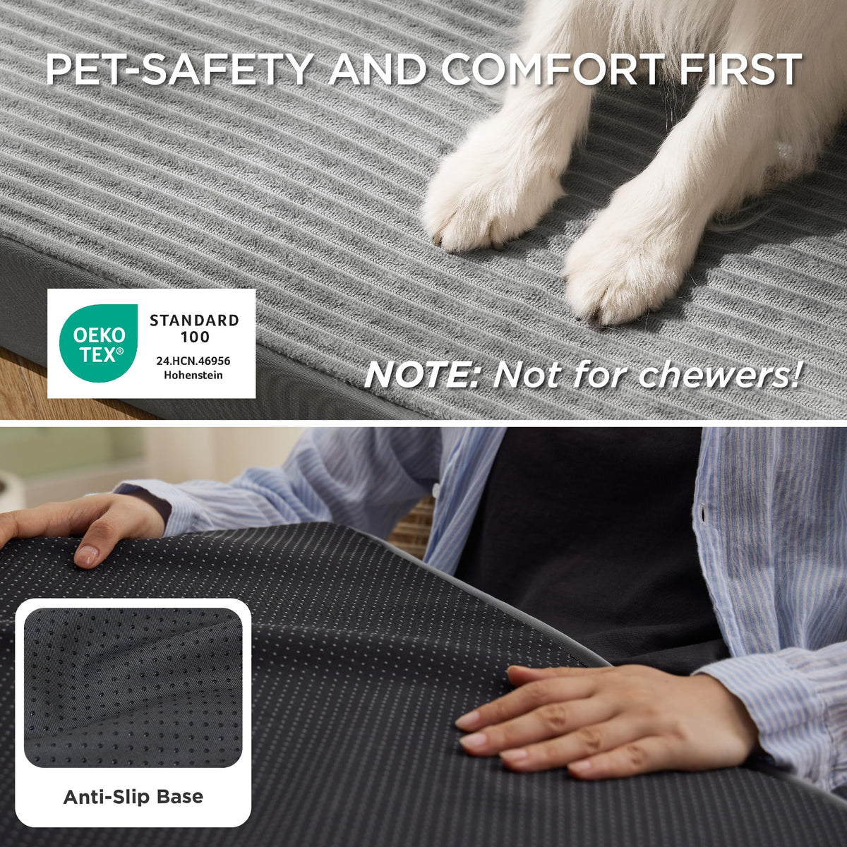 ComfyFleece Large Dog Bed for Crate with Washable Cover, 35x22