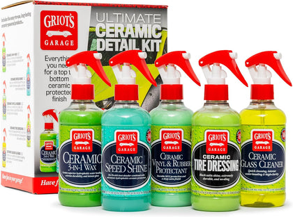 Ultimate Ceramic Detail Kit for Car Detailing, Includes 8oz Bottles of Ceramic 3-in-1 Wax, Speed Shine Detailer, Tire
