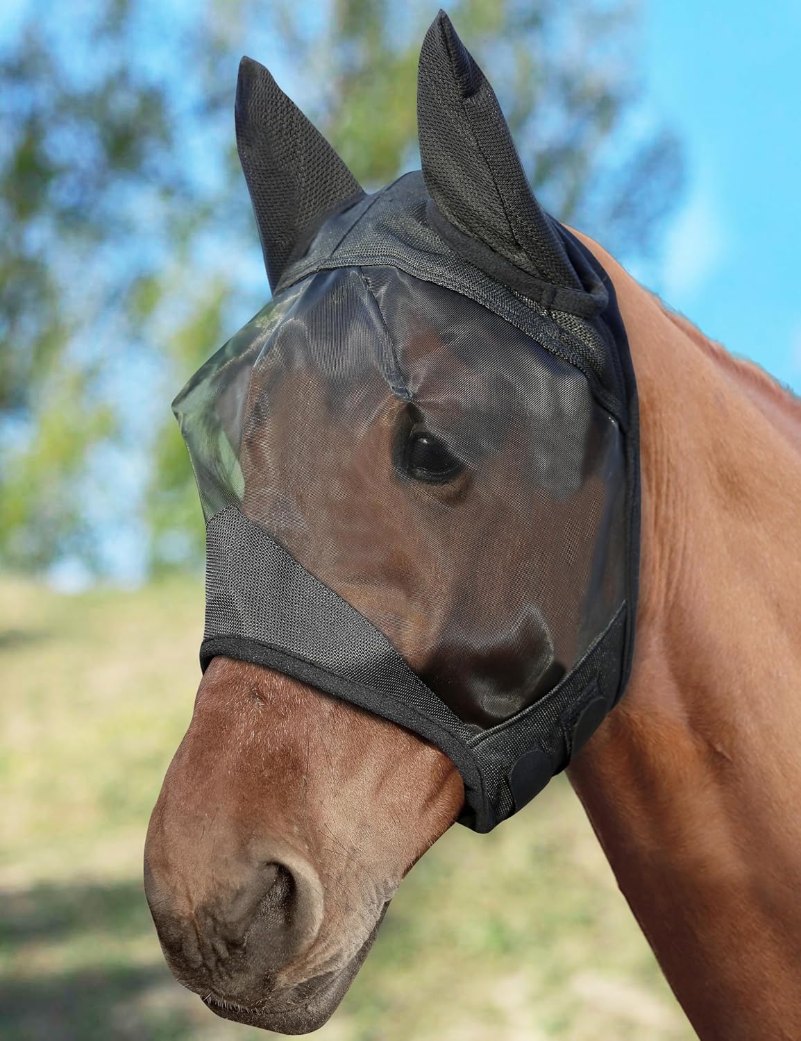 Horse Fly Mask with Ears, Comfy UV-Protective Fly Mask for Horses