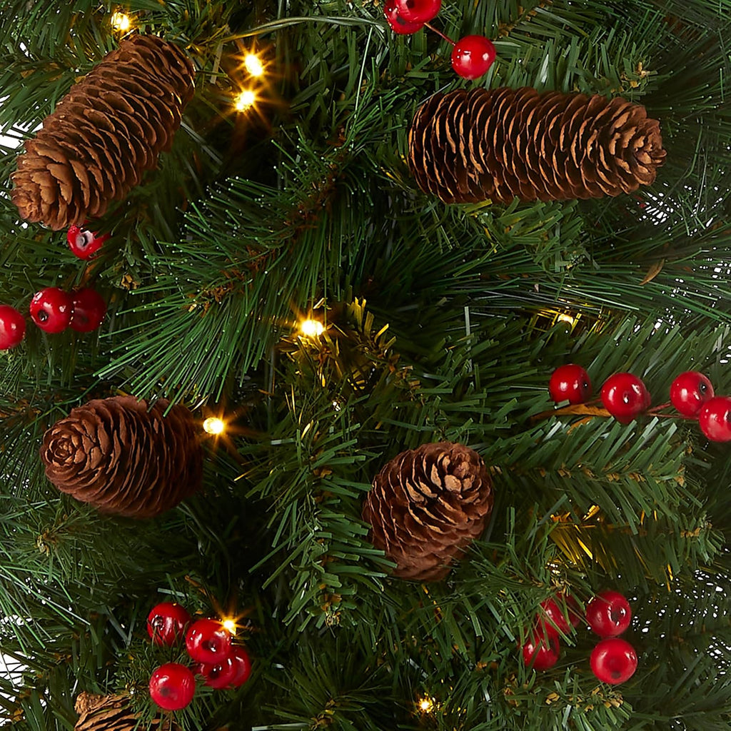 Pre-Lit Everyday Collection Christmas Decoration Set | LED Lights, Includes 2 Mini Christmas Trees,1 Wreath, And 1