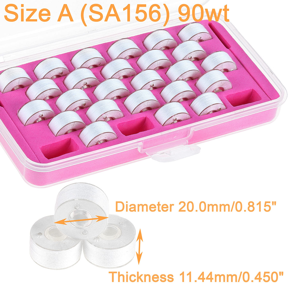 28pcs Size A SA156 Prewound Bobbin Thread - White