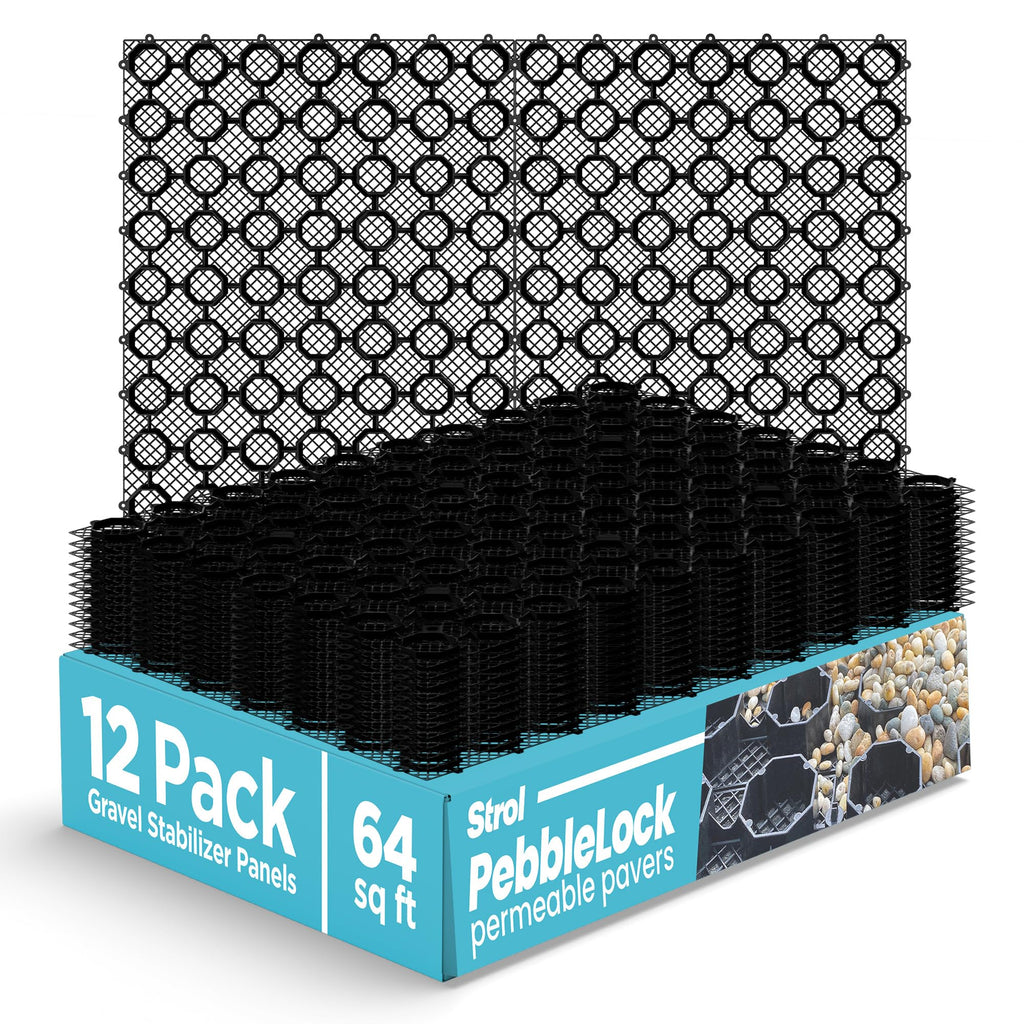 PebbleLock Interlocking Permeable Paver Grid Heavy-Duty, 64 sq ft 12 Pack