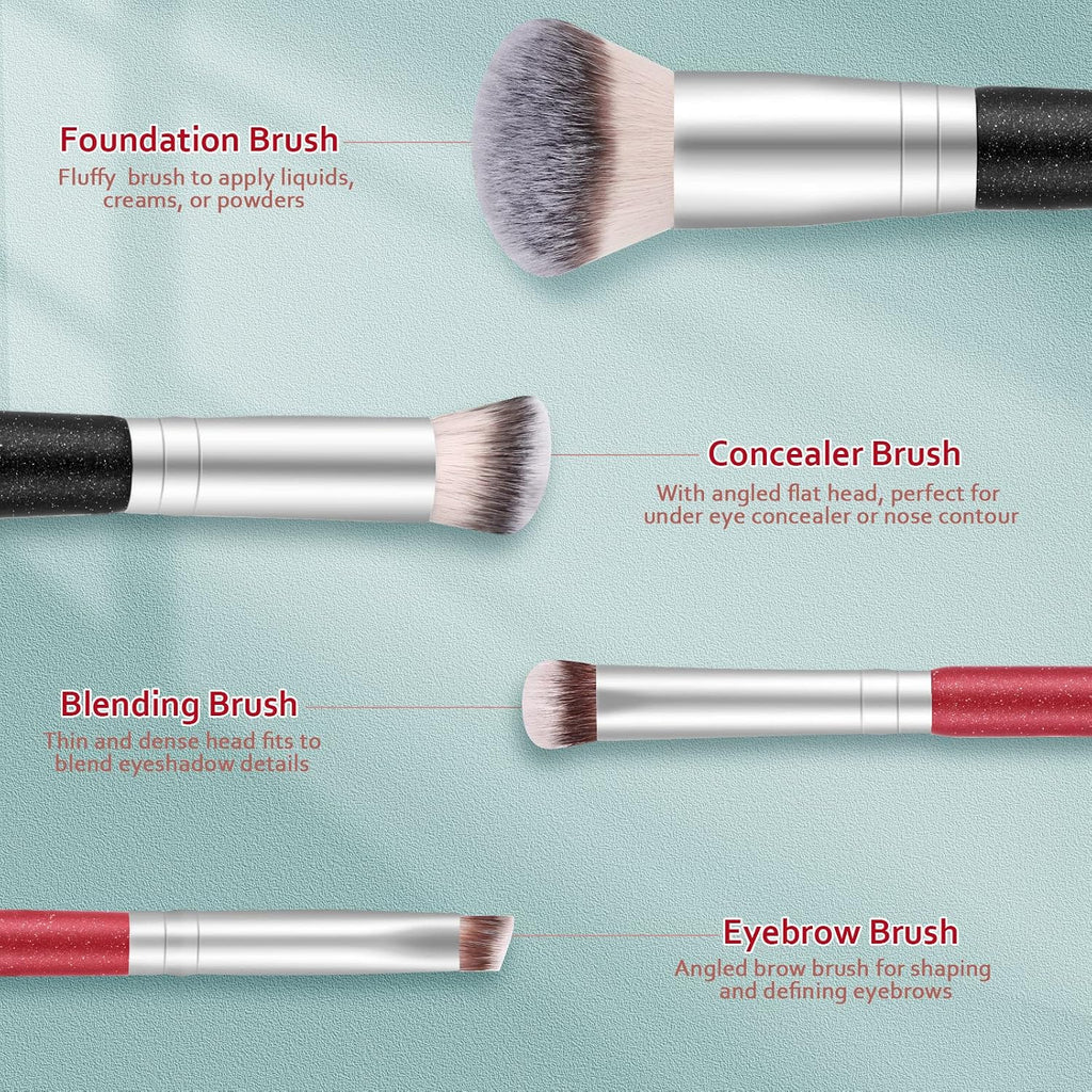Makeup Brushes Dual-ended Foundation Brush - START MAKERS 2-in-1 Concealer Brush Face Eyebrow Eyeshadow Brush for