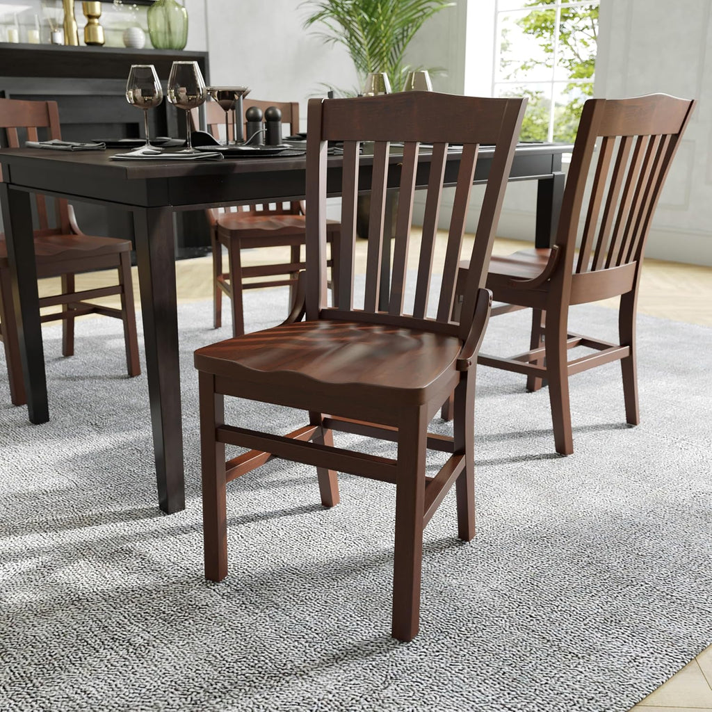 Hercules Wood School House Back Restaurant Chair, Walnut