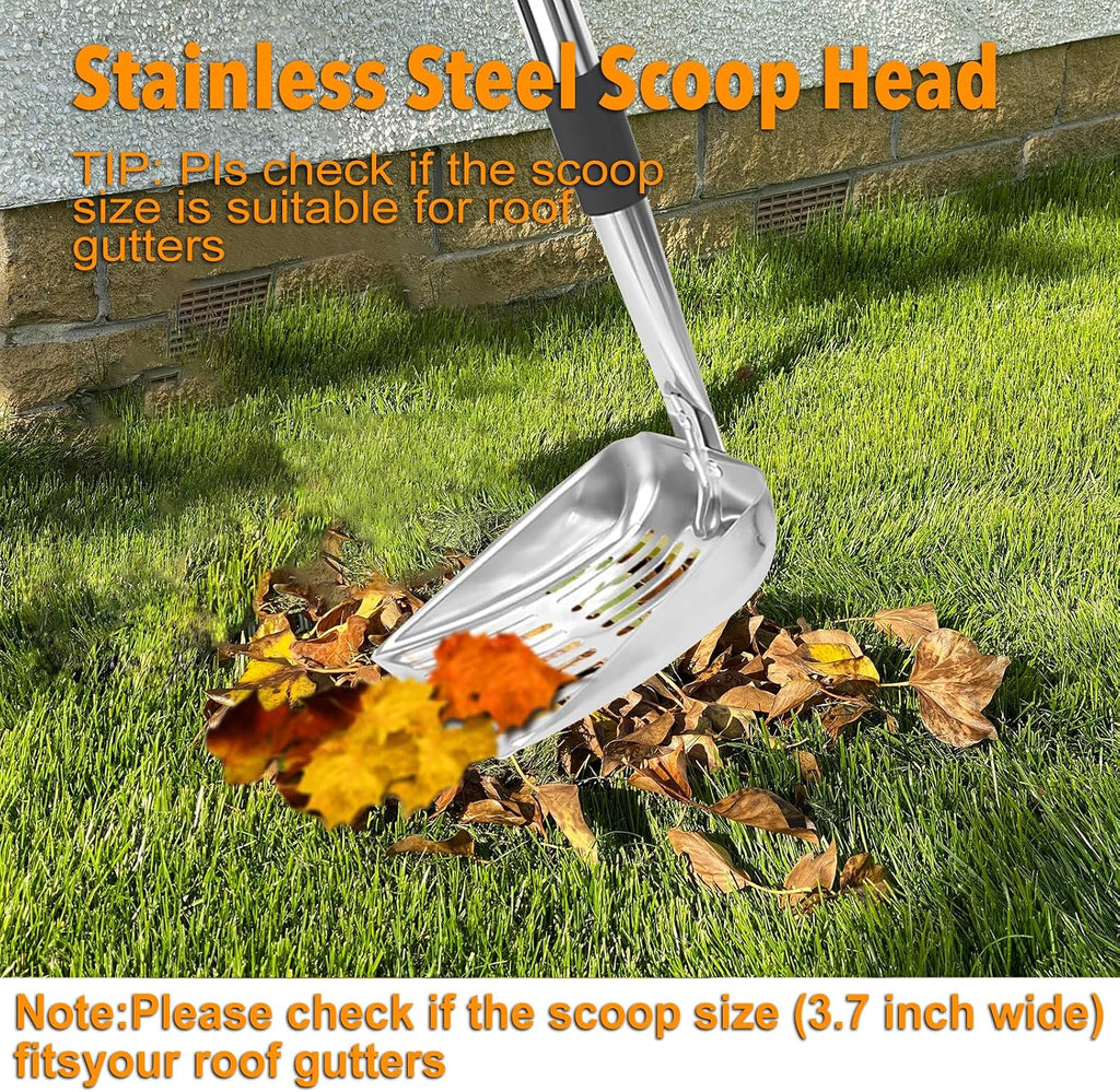 13.12FT Adjustable Gutter Cleaning Tool with Replaceable Brush Rake Scoop