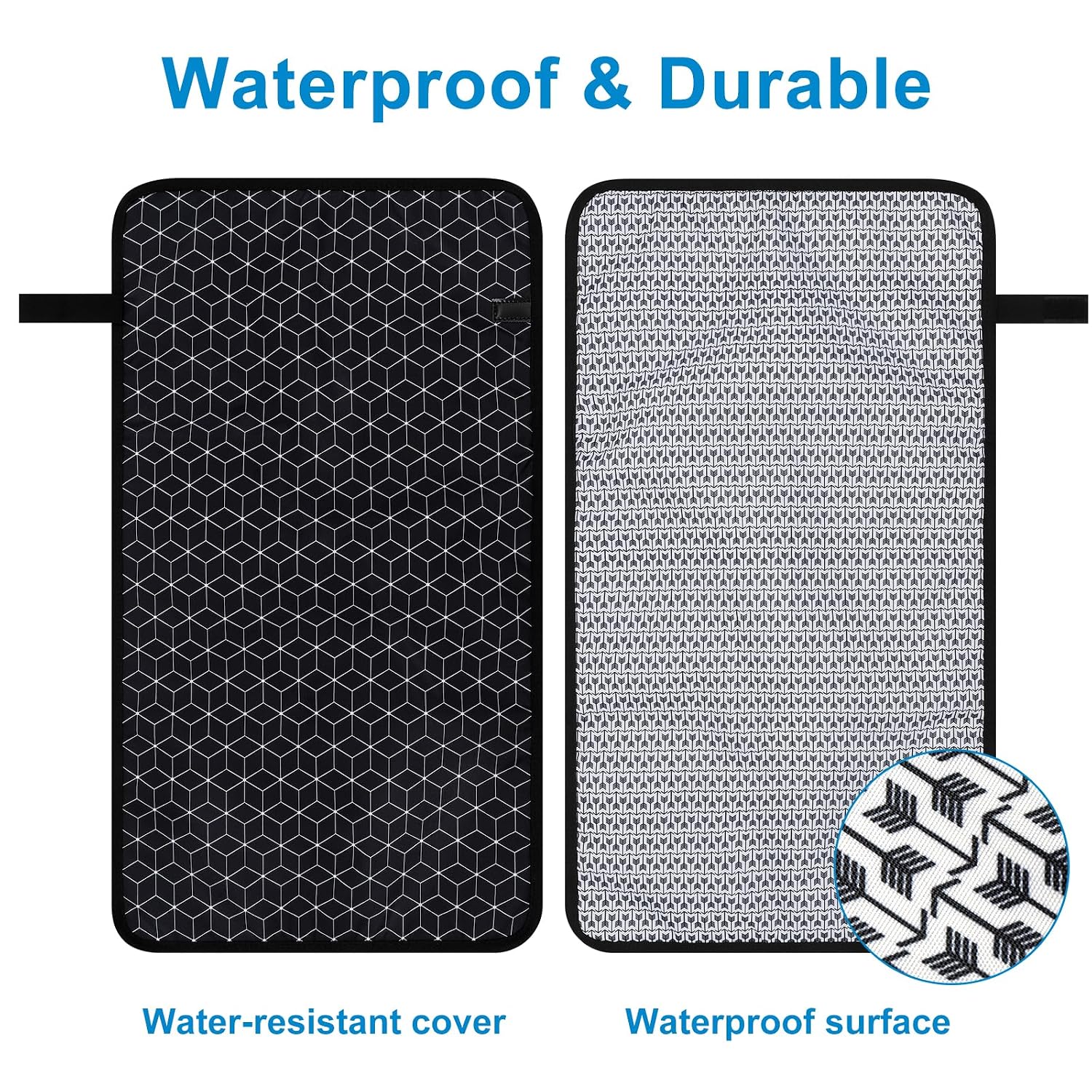 Portable Diaper Changing Pad, Waterproof Baby Changing Mat, Foldable Portable Travel Changing Pads for Baby, Black
