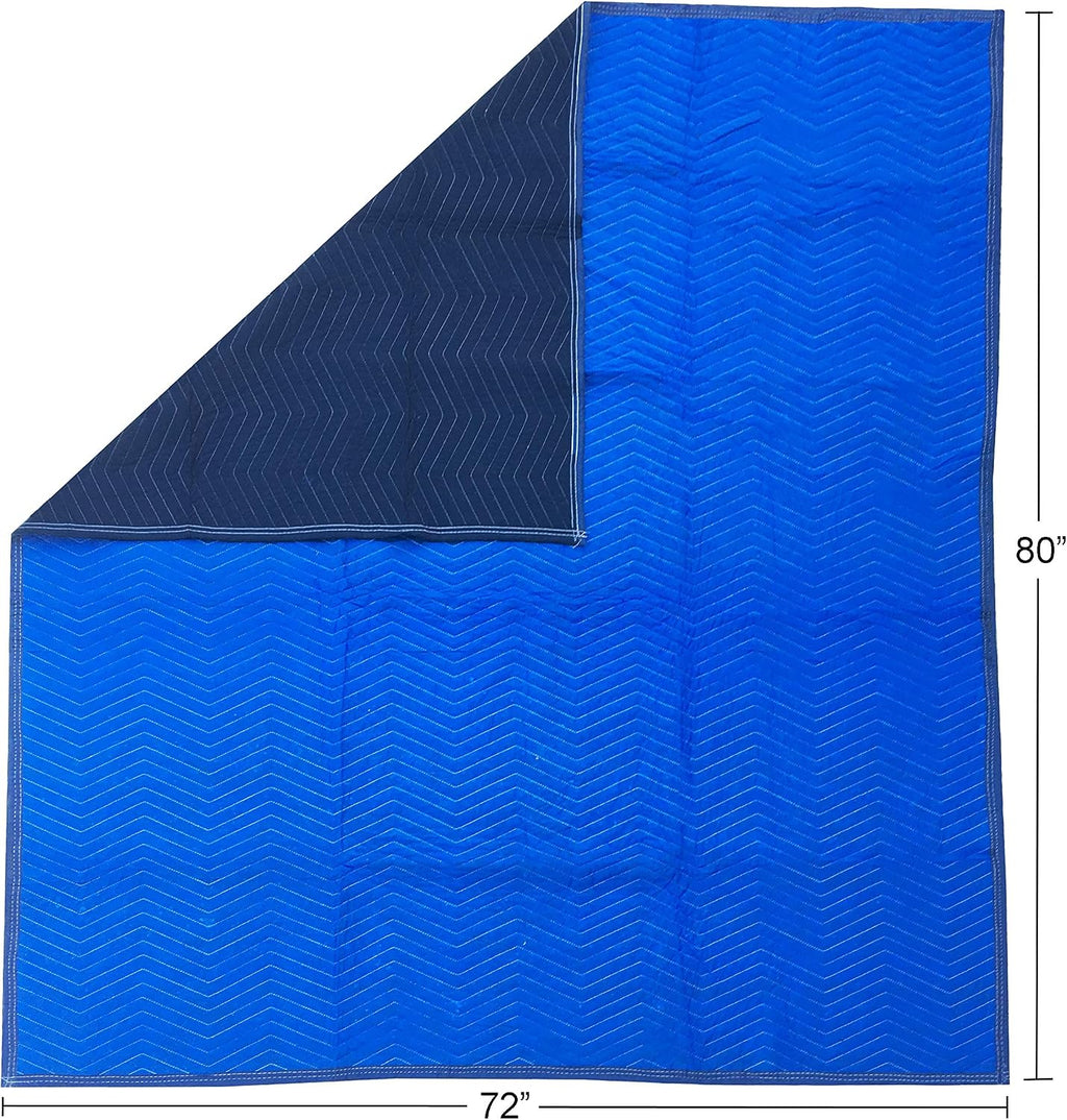 4 Supreme Woven Moving Blankets 72 x 80" Heavy Duty 85# , Blue - A0080HP04