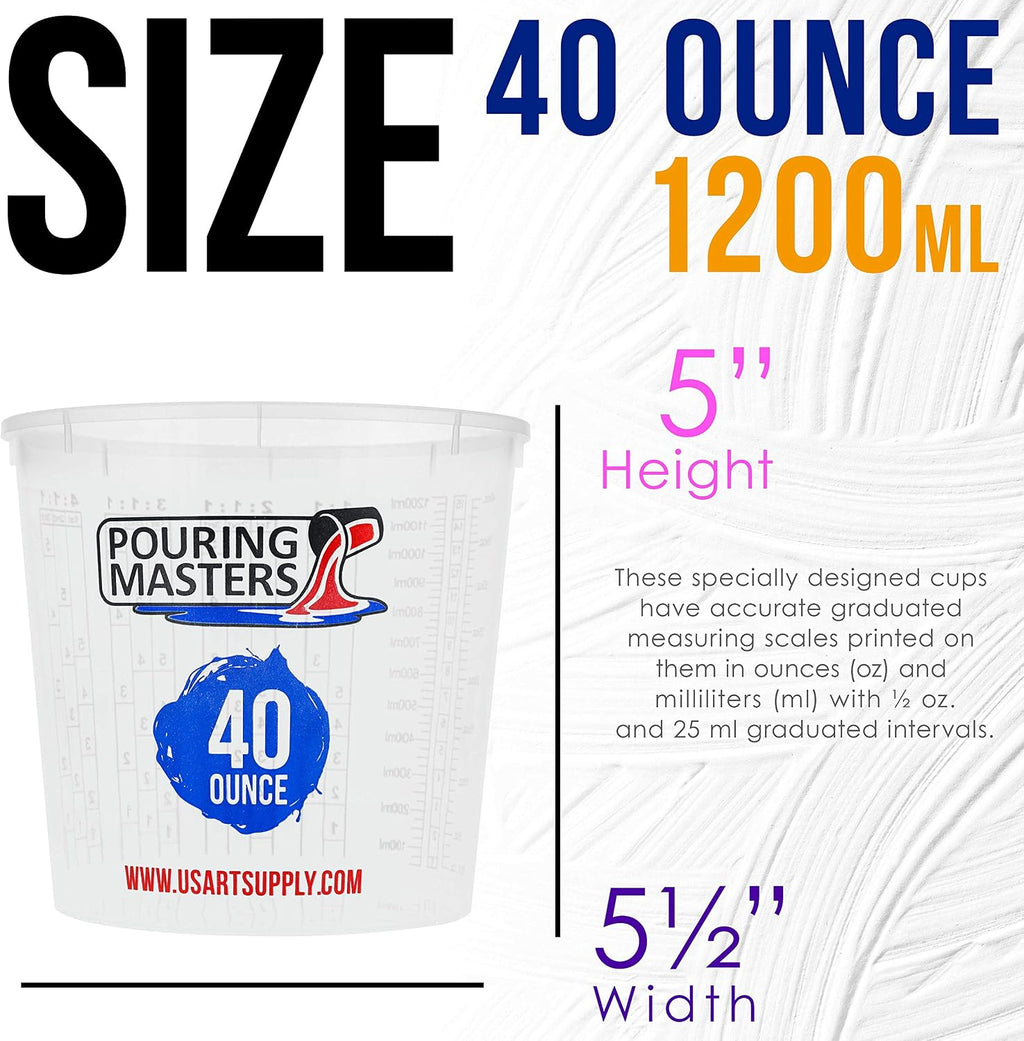 40 Ounce (1200ml) Graduated Plastic Mixing Cups (Box of 24)