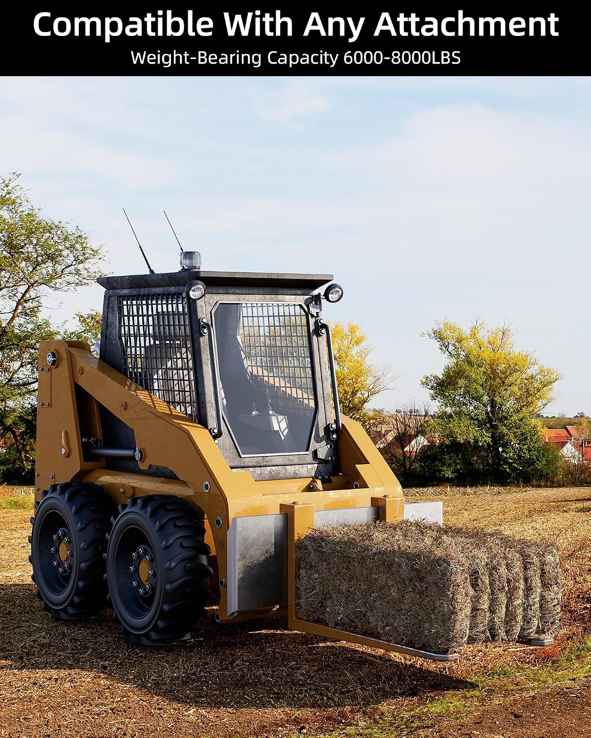 1/4 in Skid Steer Attachment Plate, Quick Attachment Plate | Steel Skid Steer Mount Plate, Easy to Weld or Bolt to