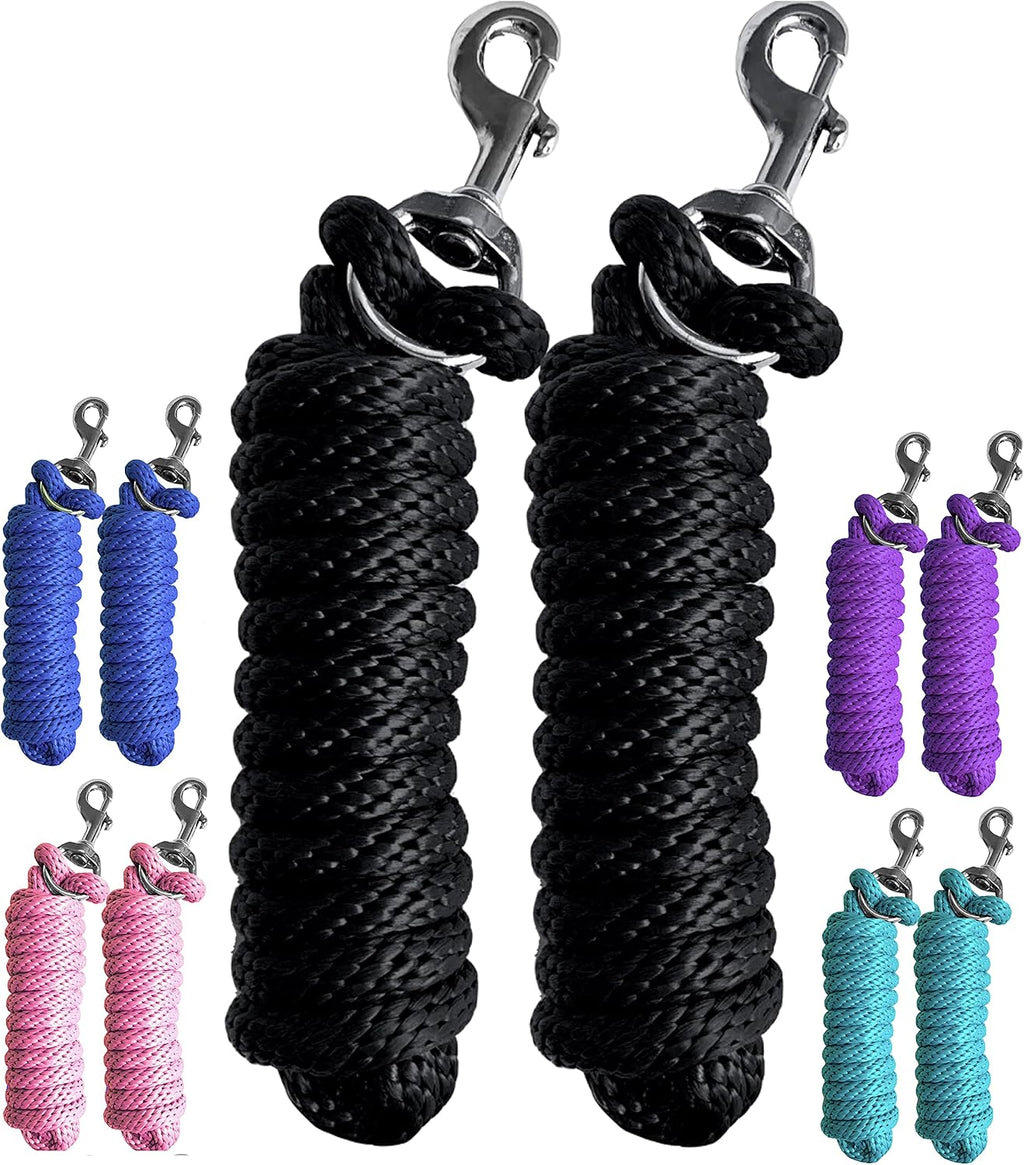 Pack of 2 Solid Poly Lead Rope for Horses & Livestock – 10 Foot Long and 5/8 inch Thick - Replaceable Heavy-Duty Bolt