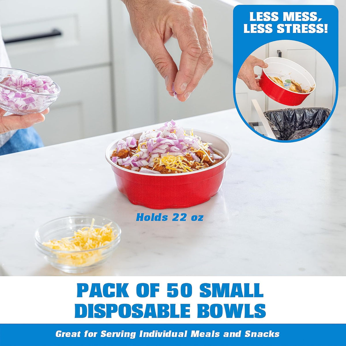 Red Party Cup Bowls - Large Disposable Plastic Bowls - 22 oz or 60 oz