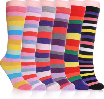 Girls Knee High Socks Kids Crazy Fun Gift Cute Animal Patterns Cotton Long Socks 6 Pairs