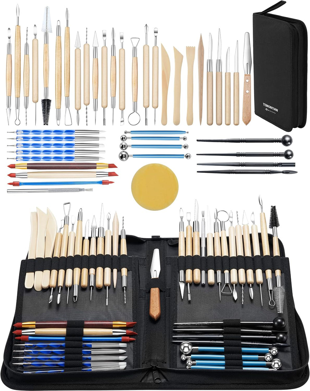 Clay Sculpting Tools for Pottery, Polymer & Air Dry Clay, 44 PCS | Clay modeling tools with an upgraded storage case