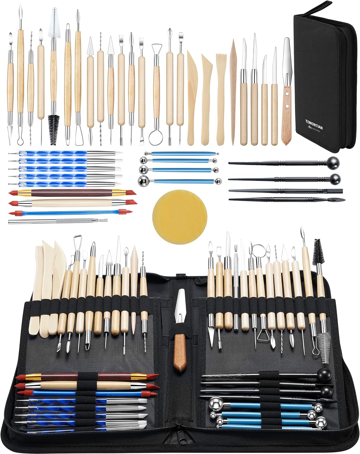 Clay Sculpting Tools for Pottery, Polymer & Air Dry Clay, 44 PCS | Clay modeling tools with an upgraded storage case