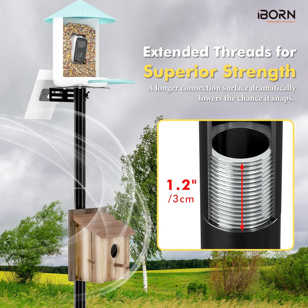 Camera Bird Feeder Pole 3in1 Compatible Bird Feeder Poles for Outdoors Heavy Duty,59inch Adjustable Height Bird House