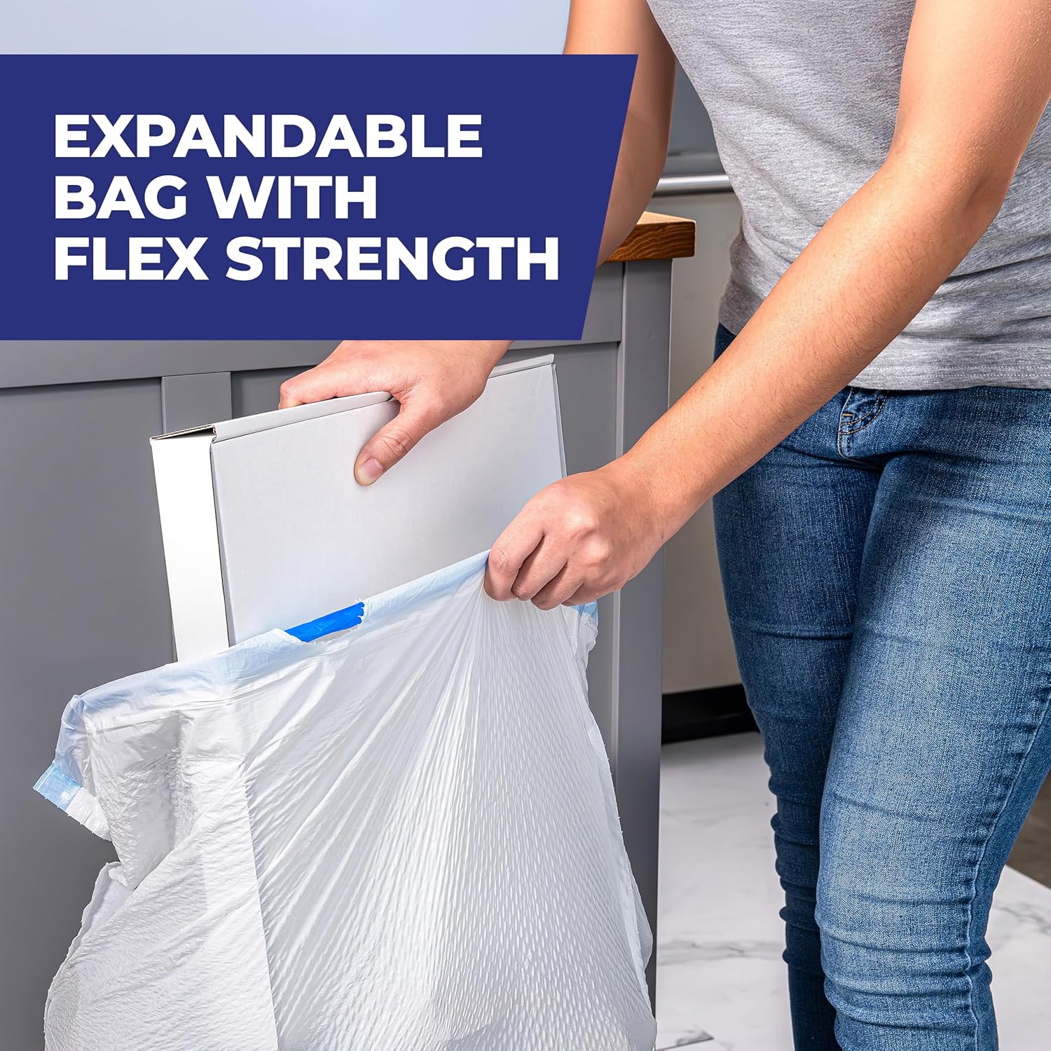 Ultra Strong 13 Gal Kitchen Trash Bags, White, Unscented, 110ct | Bulk Pack, 13G Tall White Trash Bags with