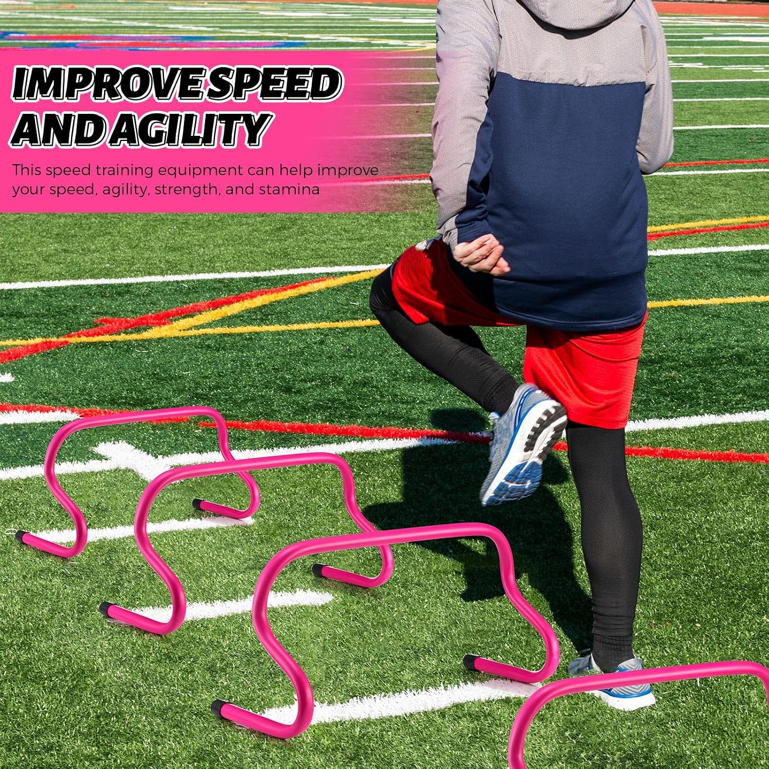 12 Pcs 9" Speed Training Agility Hurdles for Athletes Reliable Training Hurdle Plyometric All Purpose Practice
