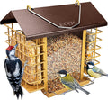 Bird Feeders for Outdoors,Bird Feeder with Double Suet Holders,Suet Feeder for Outside,Weatherproof Metal Roof,Easy