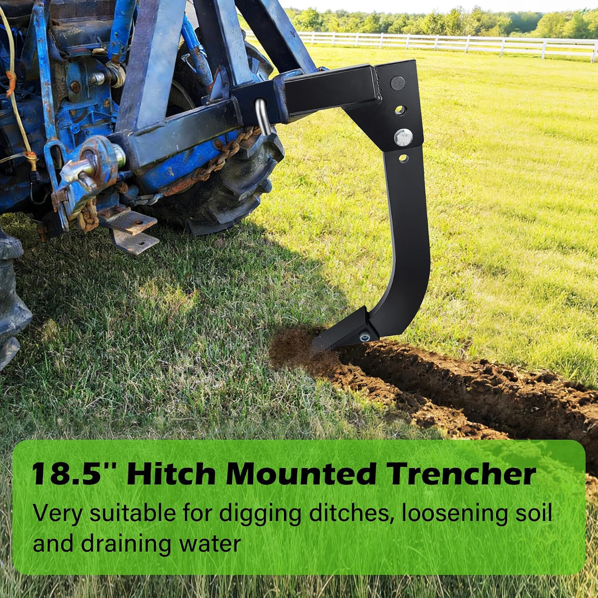 Mounted Trencher 3 Point Hitch Fit for ATV/UTV Tractor with 2pcs Replaceable Teeth, Hitch Lawn Ripper,Heavy Duty