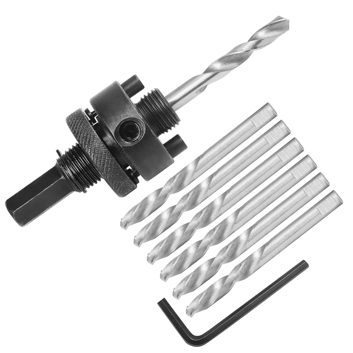 Heavy Duty Hole Saw Arbor with 5pcs Center Drill Bits