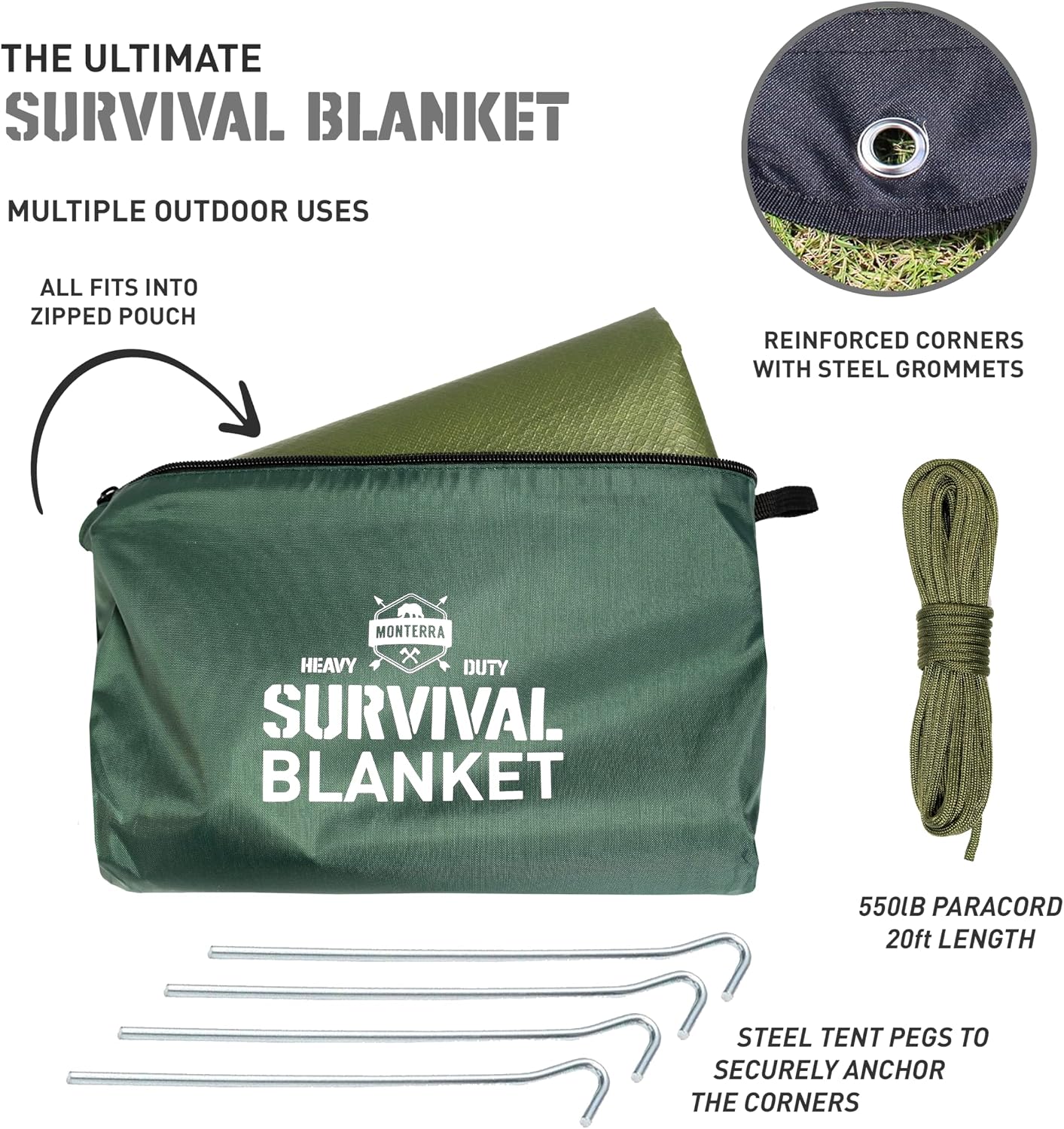 Insulated Tarp, Emergency Survival Blanket, 60” x 84”, Heavy Duty Waterproof Groundsheet, Camping, Thermal Space