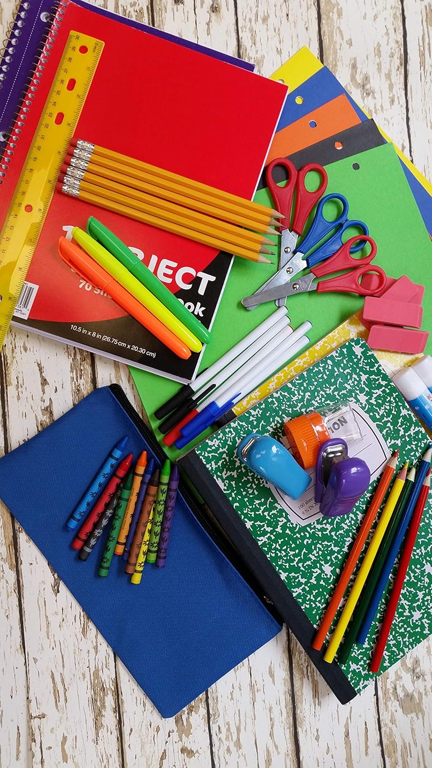 School Supplies Kit 45 Piece School Supply Kit Grades K-12 – Back to School Essentials Includes Folders Notebooks