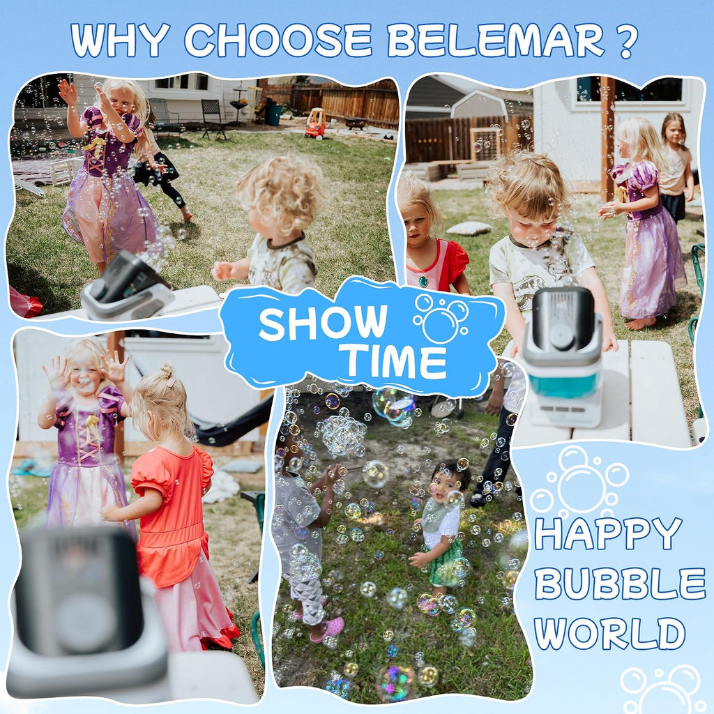 Upgraded Bubble Machine Outdoor Toys for Kids & Wedding Party | Auto Rotation,Type-C Rechargeable,Remote Control,RGB