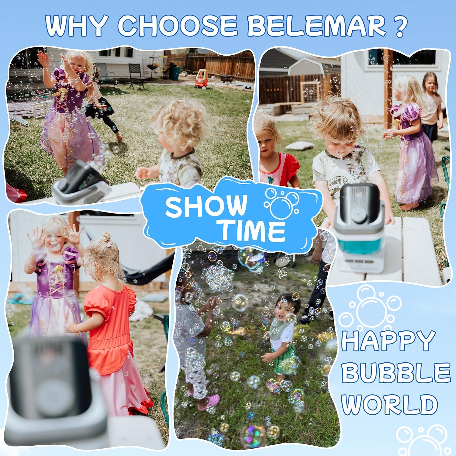 Upgraded Bubble Machine Outdoor Toys for Kids & Wedding Party | Auto Rotation,Type-C Rechargeable,Remote Control,RGB