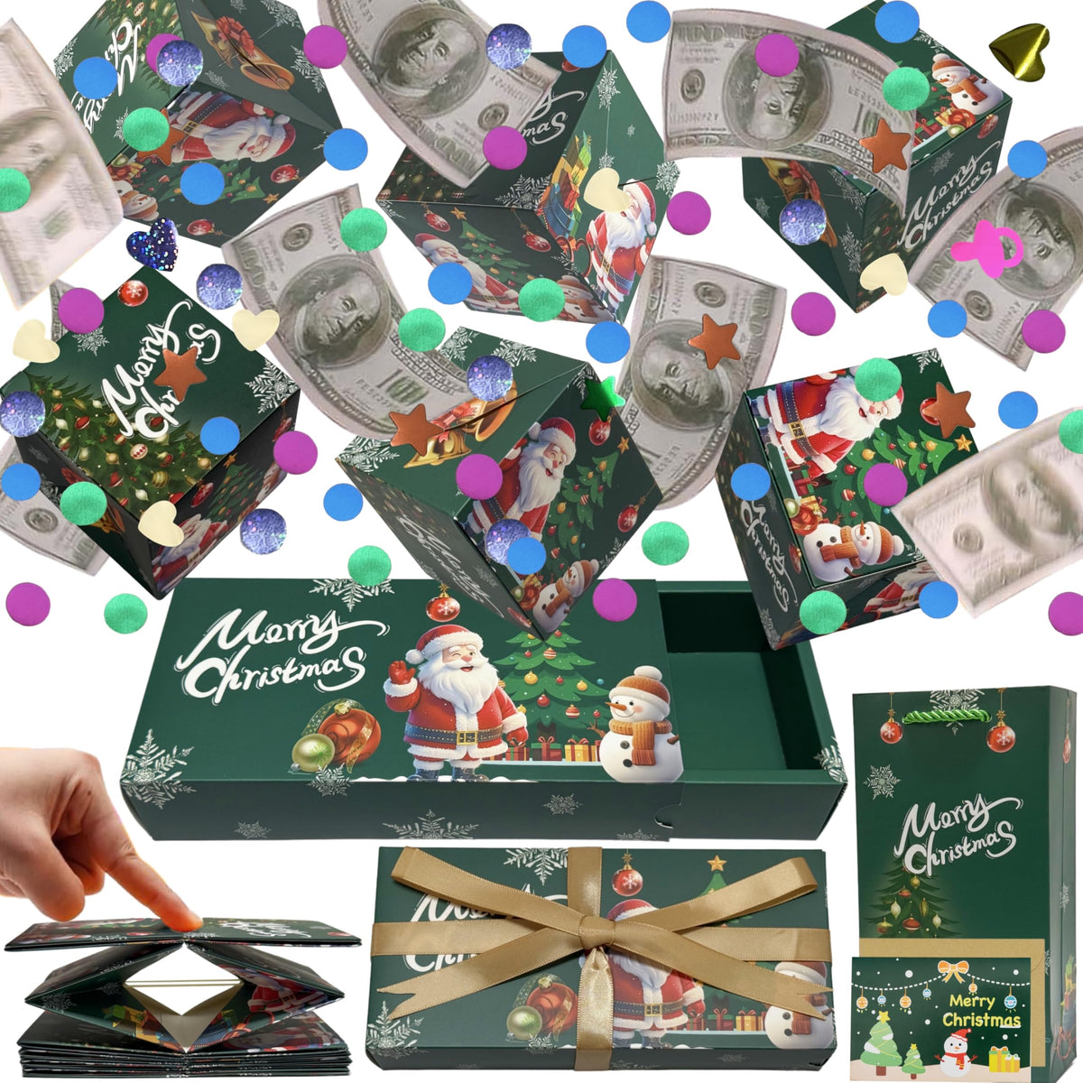 Christmas Surprise Money Gift Box Explosion for Cash Pop Up Box