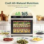 Food Dehydrator, 10 Stainless Steel Trays with 16.2 ft² Drying Space