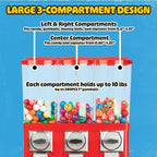 Popcorn 3 Compartment Gumball Machine, Red