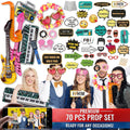 70 Pc Large Premium Photo Booth Props Set for All Occasions - Wedding Props, Birthday Props, Graduation Prop