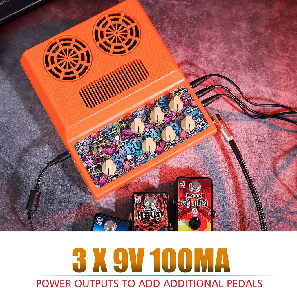 20W Electric Guitar Amp Rechargeable Mini Amplifer Combo for Desktop Practice with Distortion, Delay, Aux in and