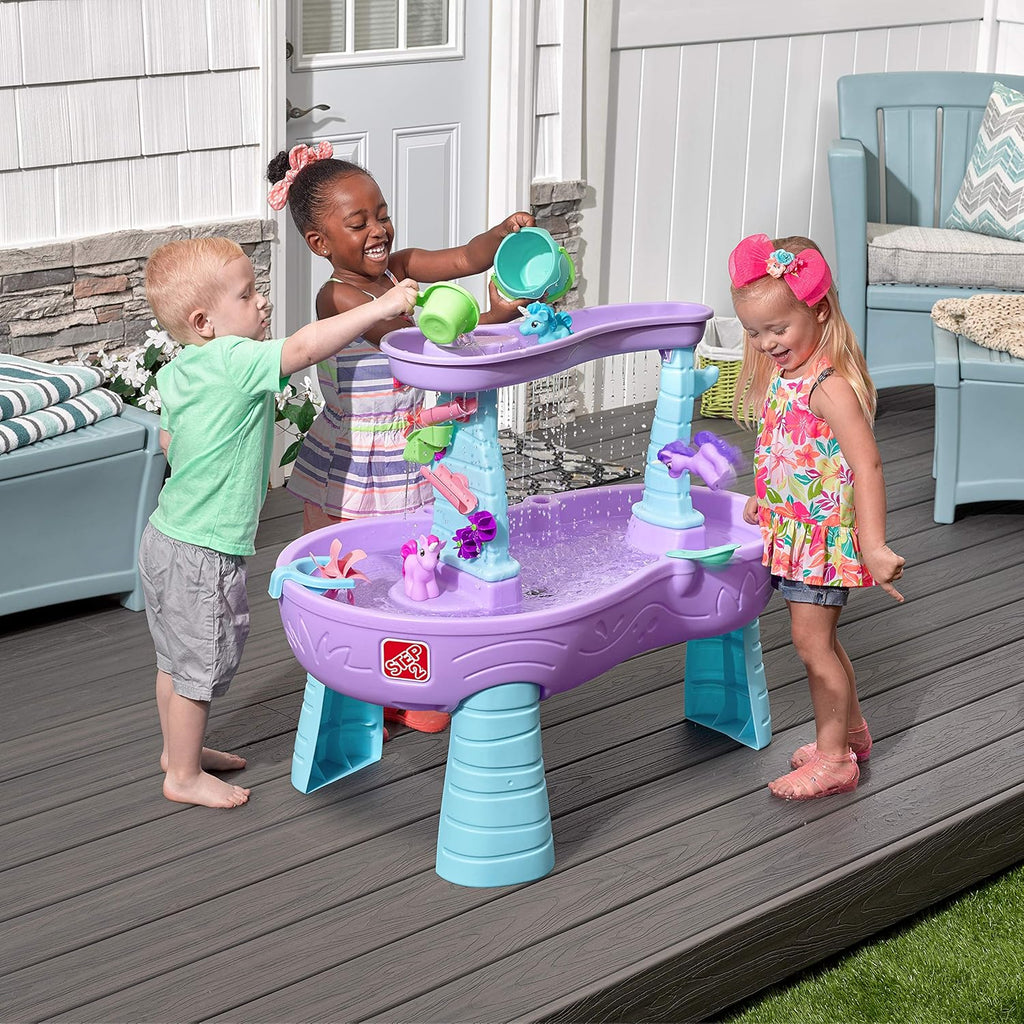 Step2 Rain Showers and Unicorns Water Table for Kids, Toddler Outdoor Sensory Play Table, 13 Accessories, Pink, Ages