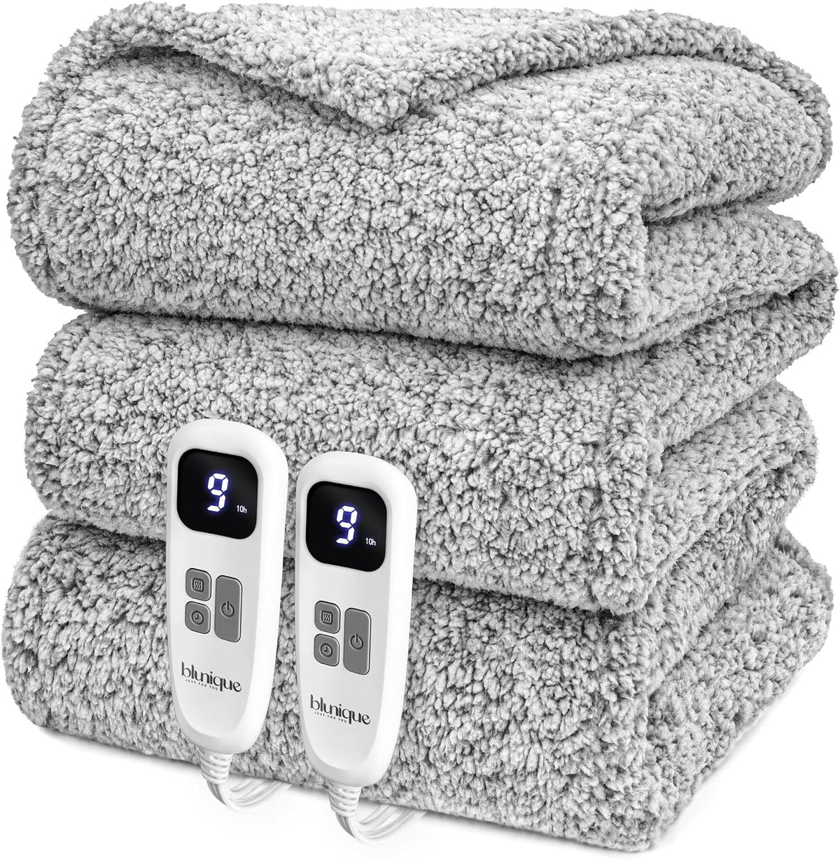 Heated Blanket Electric Blanket King - Fast Heating Blanket Throw Dual Control Double Sided Sherpa with 6 Heating