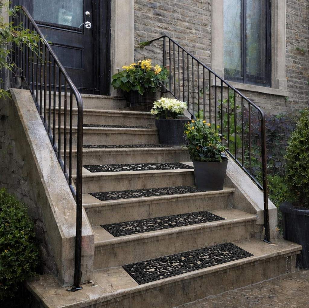 Stair Treads — 4 Pack 10x30 inch Non-Slip Rubber Stair Mats