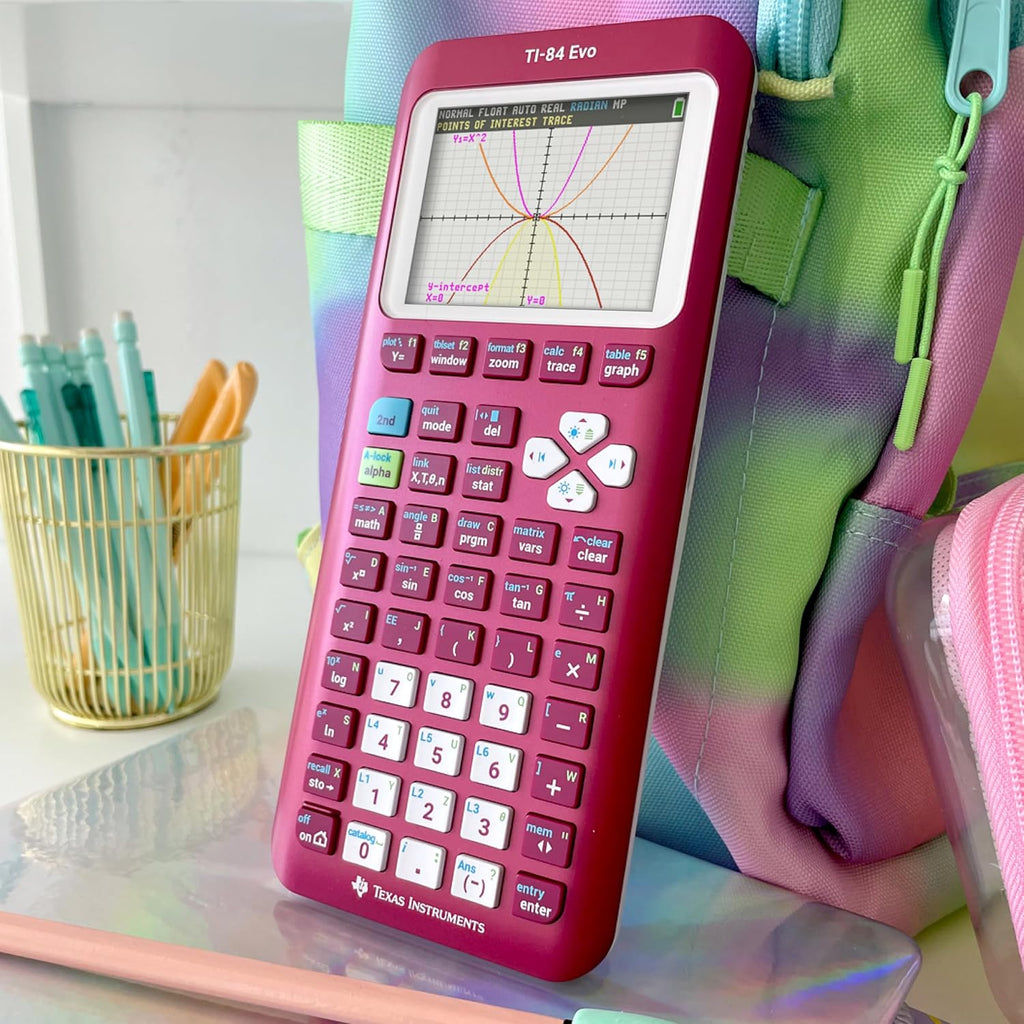 TI-84 Evo Graphing Calculator Texas Instruments, Raspberry | Intuitive Icon-based Homescreen, USB-C Charging, Python