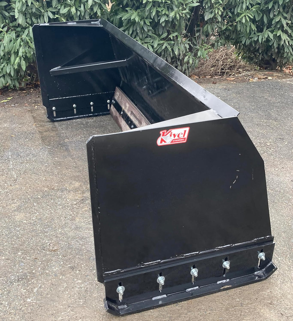 HD Kivel 84" Snow Pusher w/Rubber Edge for Tractor/Skid Steer-7ftSnowBox | Skid Steer Mount Material Handling Attachment