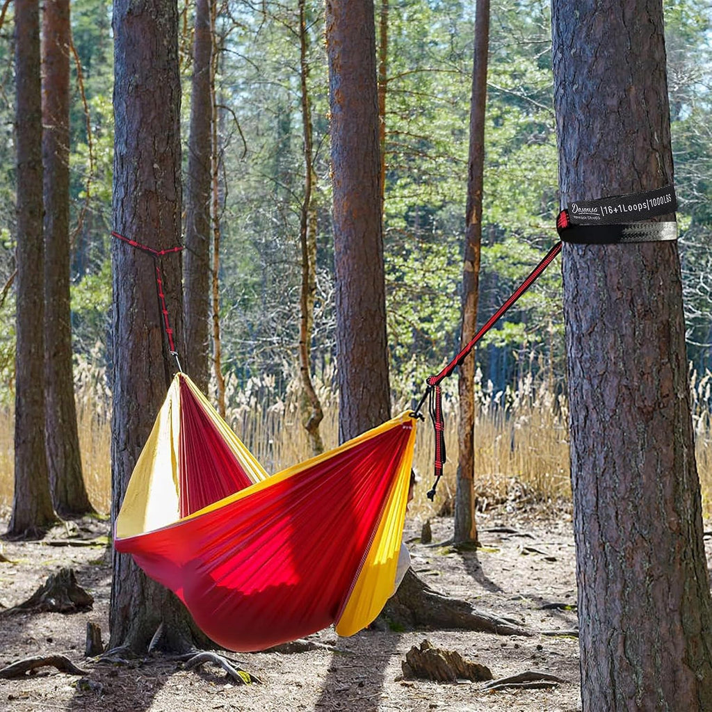 Hammock Tree Straps, Portable 10 FT Long 16+1Loops Adjustable Suspension Straps, 100% No Stretch&Lightweight, 1400