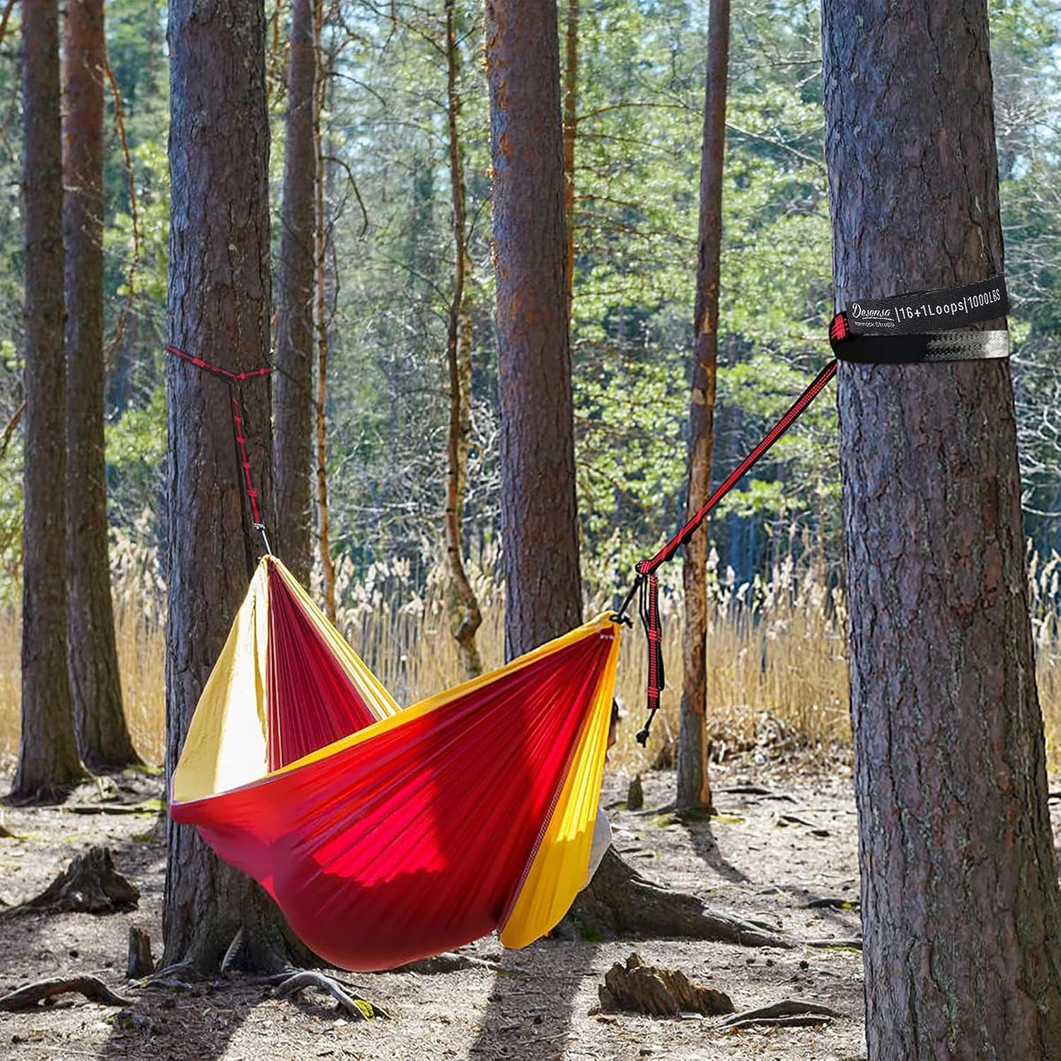 Hammock Tree Straps, Portable 10 FT Long 16+1Loops Adjustable Suspension Straps, 100% No Stretch&Lightweight, 1400
