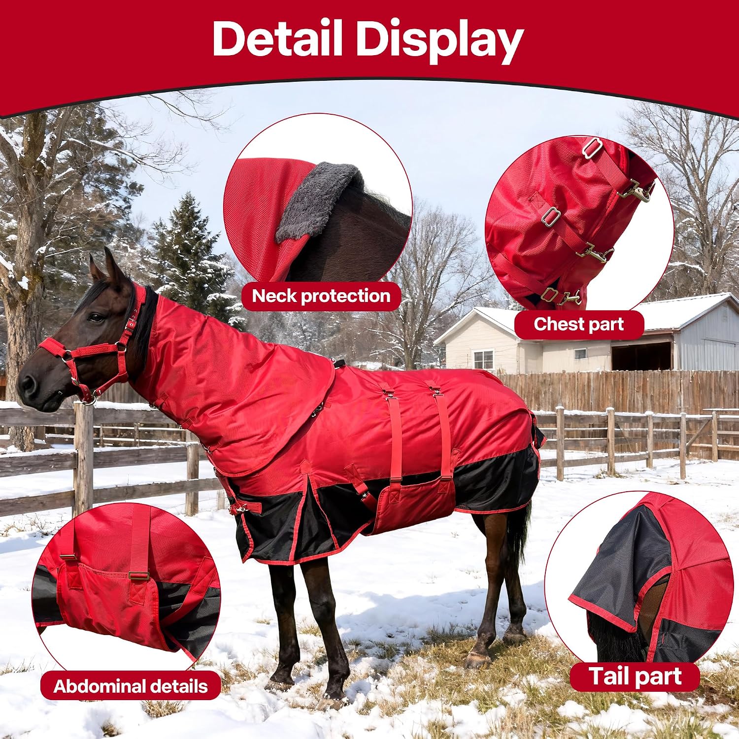 Horse Blankets,1600D Oxford Cold Weather Horse Trunout Sheets, Medium Weight Winter Horse Care Blankets with 280g