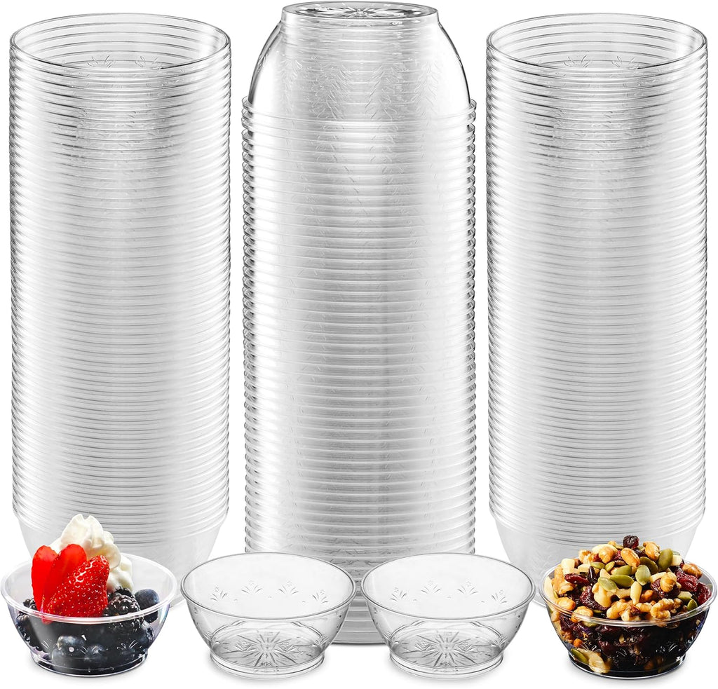 6 Oz Clear Mini Plastic Dessert Bowls (100-Pack) Disposable Serving Bowls