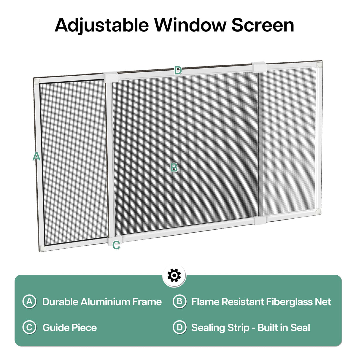 Expandable Window Screen, 15" H x 21.6" - 40" W, 2 Pack