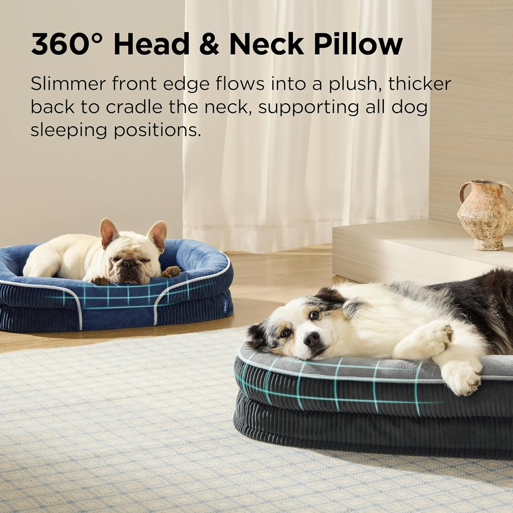 Orthopedic Dog Beds Large Sized Dog - 360° Oval Bolster Large Dogs Bed for Senior Dogs with Waterproof Washable