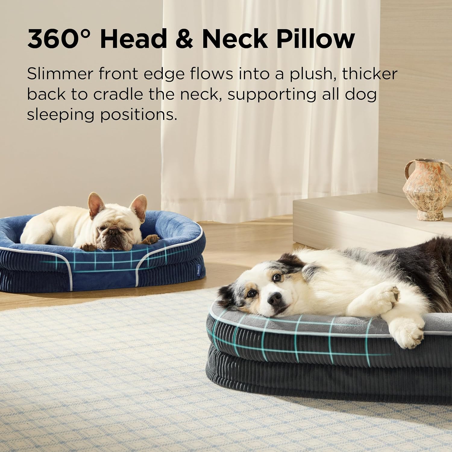 Orthopedic Dog Beds Large Sized Dog - 360° Oval Bolster Large Dogs Bed for Senior Dogs with Waterproof Washable