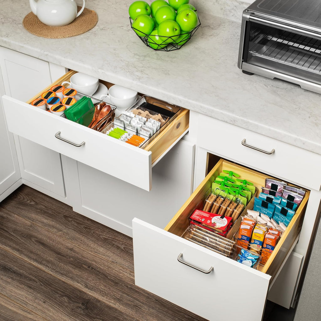 Plastic Pantry Organization and Storage Bins with Removable Dividers – Perfect Kitchen Organization or Kitchen